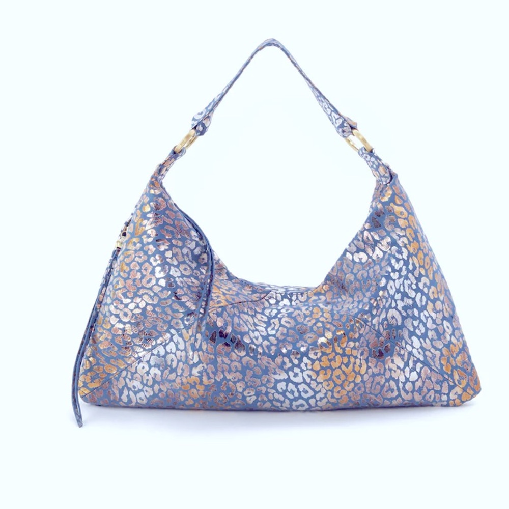 Stylish Leopard Print SILVER lining Hobo Bag w dust bag!